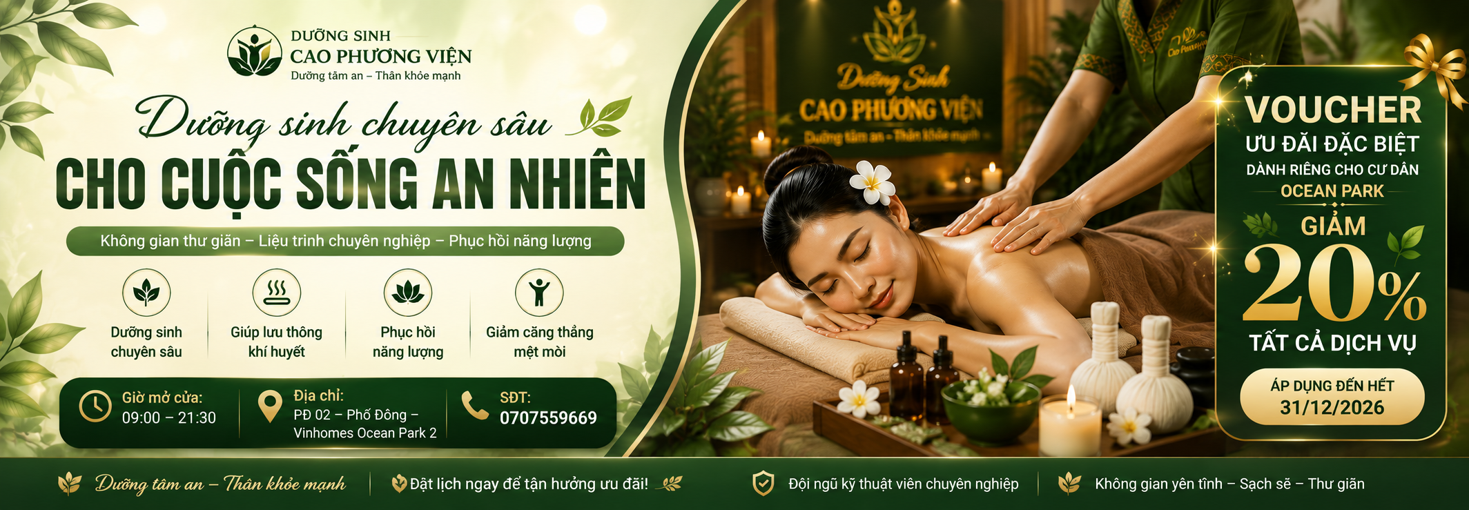 Dưỡng Sinh Cao Phương Viện – Chăm sóc sức khỏe toàn diện, ưu đãi 20% dành riêng cho cư dân Ocean Park
